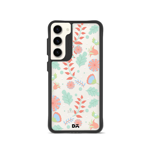 

DailyObjects Ferns And Petals Black Hybrid Clear Case Cover For Samsung Galaxy S23