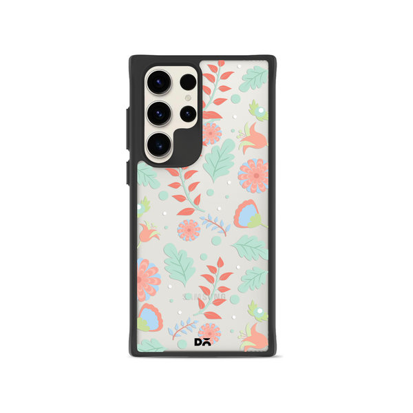 

DailyObjects Ferns And Petals Black Hybrid Clear Case Cover For Samsung Galaxy S23 Ultra