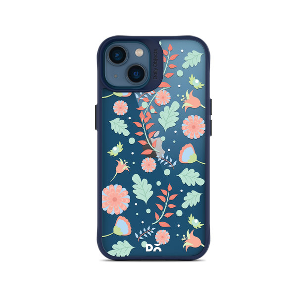 

DailyObjects Ferns And Petals Blue Hybrid Clear Case Cover For iPhone 14 Plus