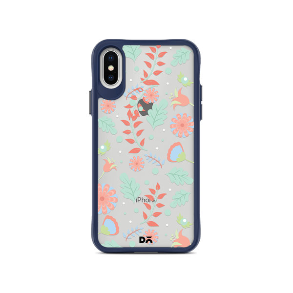 

DailyObjects Ferns And Petals Blue Hybrid Clear Case Cover For iPhone XS
