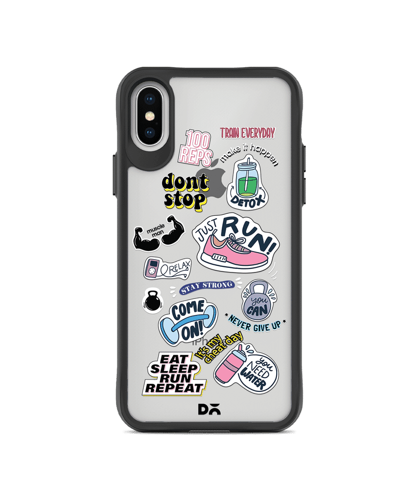 Fitspiration Black Hybrid Clear Case Cover For iPhone X