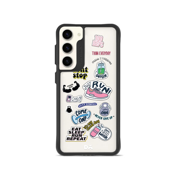 

DailyObjects Fitspiration Black Hybrid Clear Case Cover For Samsung Galaxy S23