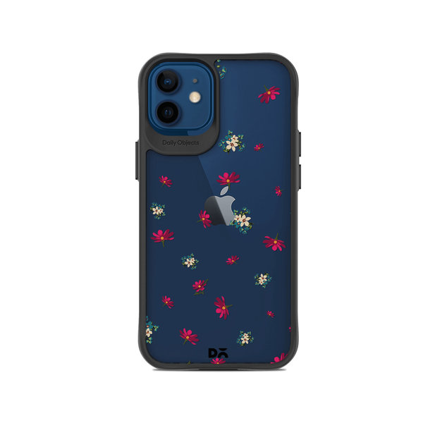 

DailyObjects Floating Flowers Black Hybrid Clear Case Cover For iPhone 12
