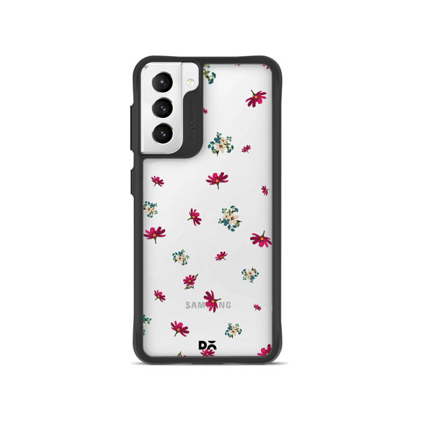 

DailyObjects Floating Flowers Black Hybrid Clear Case Cover For Samsung Galaxy S21 FE