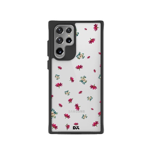 

DailyObjects Floating Flowers Black Hybrid Clear Case Cover For Samsung Galaxy S22 Ultra