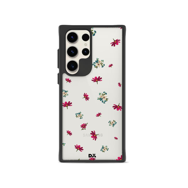 

DailyObjects Floating Flowers Black Hybrid Clear Case Cover For Samsung Galaxy S23 Ultra