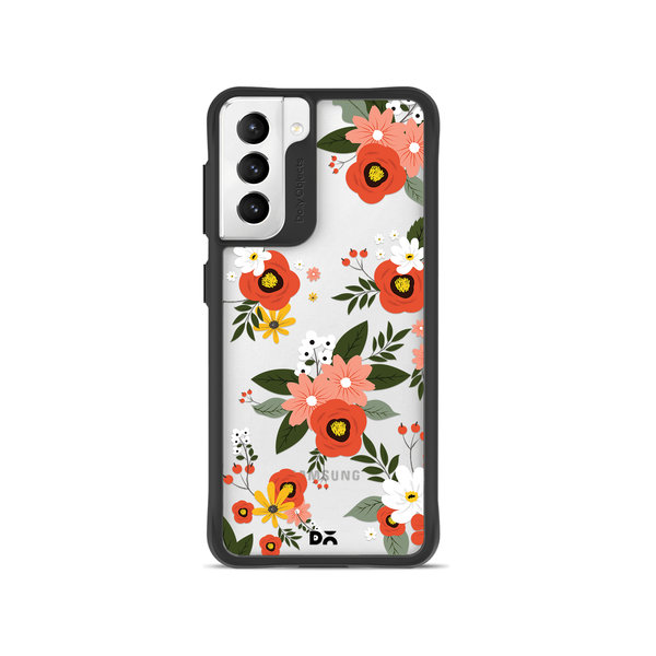 

DailyObjects Flower Bunch Black Hybrid Clear Case Cover For Samsung Galaxy S22
