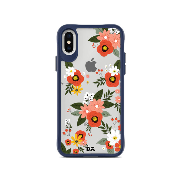 

DailyObjects Flower Bunch Blue Hybrid Clear Case Cover For iPhone XS