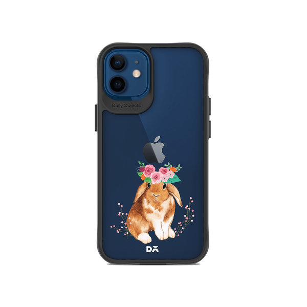 

DailyObjects Flower Bunny Black Hybrid Clear Case Cover For iPhone 12