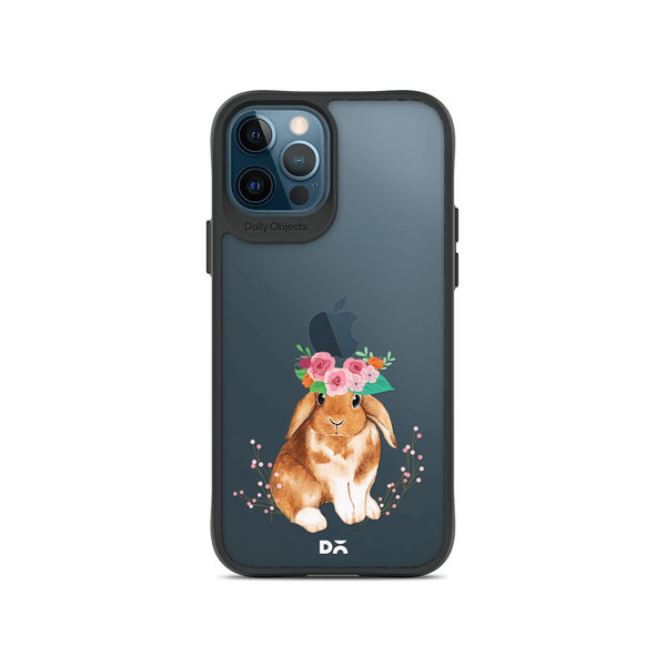 

DailyObjects Flower Bunny Black Hybrid Clear Case Cover For iPhone 12 Pro