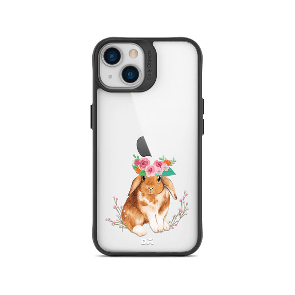 

DailyObjects Flower Bunny Black Hybrid Clear Case Cover For iPhone 14 Plus