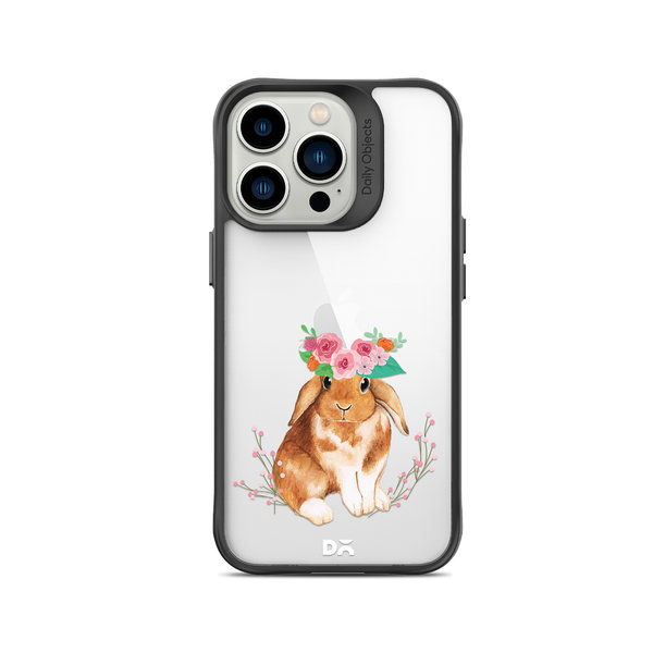 

DailyObjects Flower Bunny Black Hybrid Clear Case Cover For iPhone 15 Pro