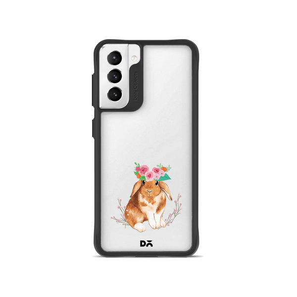 

DailyObjects Flower Bunny Black Hybrid Clear Case Cover For Samsung Galaxy S21 Plus