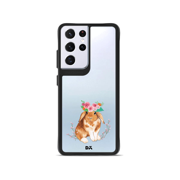 

DailyObjects Flower Bunny Black Hybrid Clear Case Cover For Samsung Galaxy S21 Ultra