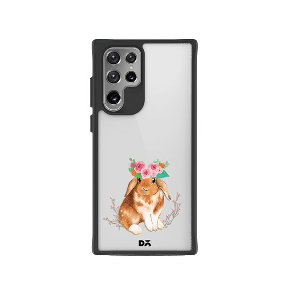 

DailyObjects Flower Bunny Black Hybrid Clear Case Cover For Samsung Galaxy S22 Ultra
