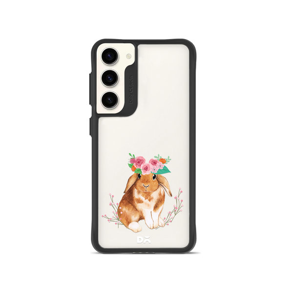 

DailyObjects Flower Bunny Black Hybrid Clear Case Cover For Samsung Galaxy S23 Plus