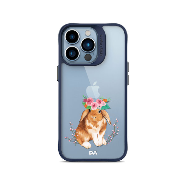 

DailyObjects Flower Bunny Blue Hybrid Clear Case Cover For iPhone 13 Pro Max
