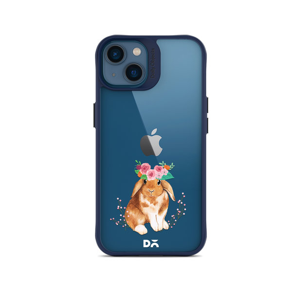 

DailyObjects Flower Bunny Blue Hybrid Clear Case Cover For iPhone 14 Plus