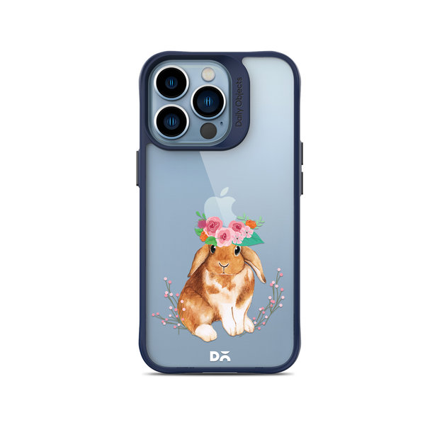 

DailyObjects Flower Bunny Blue Hybrid Clear Case Cover For iPhone 14 Pro