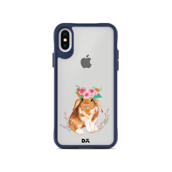 

DailyObjects Flower Bunny Blue Hybrid Clear Case Cover For iPhone XS