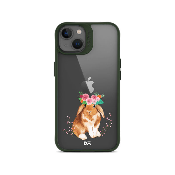 

DailyObjects Flower Bunny Green Hybrid Clear Case Cover For iPhone 13 Mini