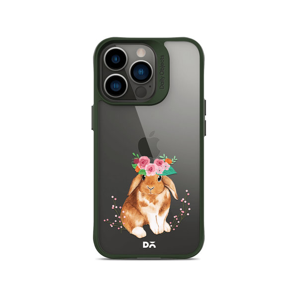

DailyObjects Flower Bunny Green Hybrid Clear Case Cover For iPhone 13 Pro Max