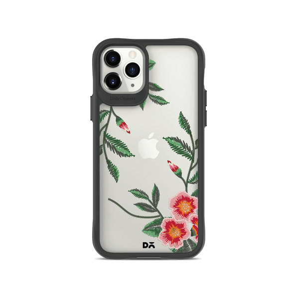 

DailyObjects Flower Embroidery Black Hybrid Clear Case Cover For iPhone 11 Pro