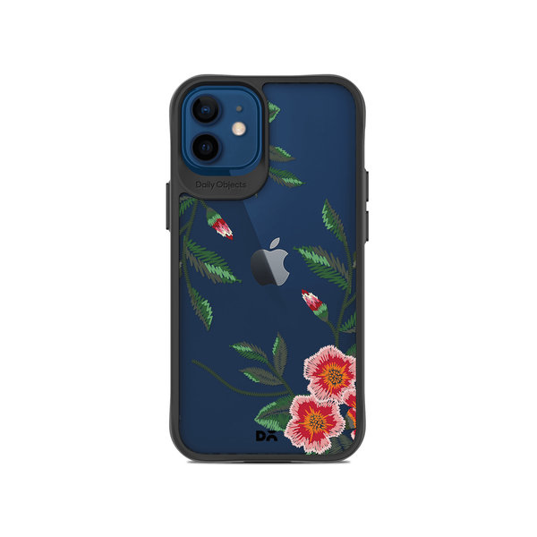 

DailyObjects Flower Embroidery Black Hybrid Clear Case Cover For iPhone 12