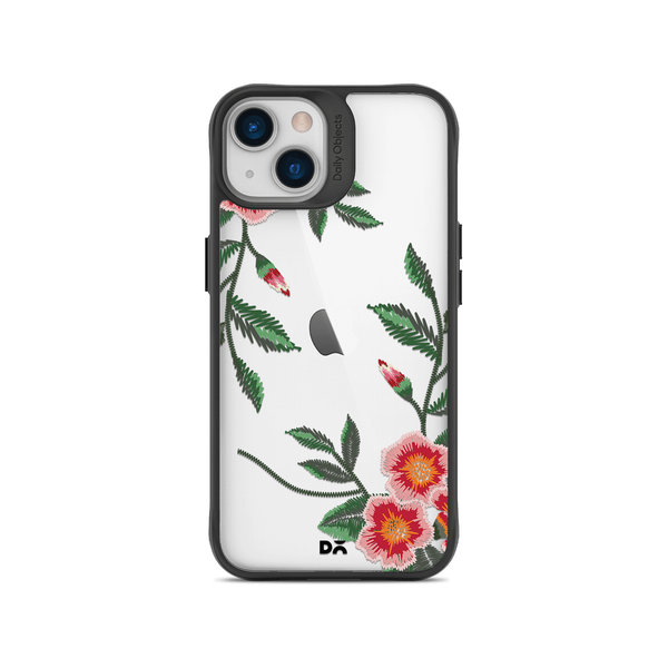 

DailyObjects Flower Embroidery Black Hybrid Clear Case Cover For iPhone 13 Mini