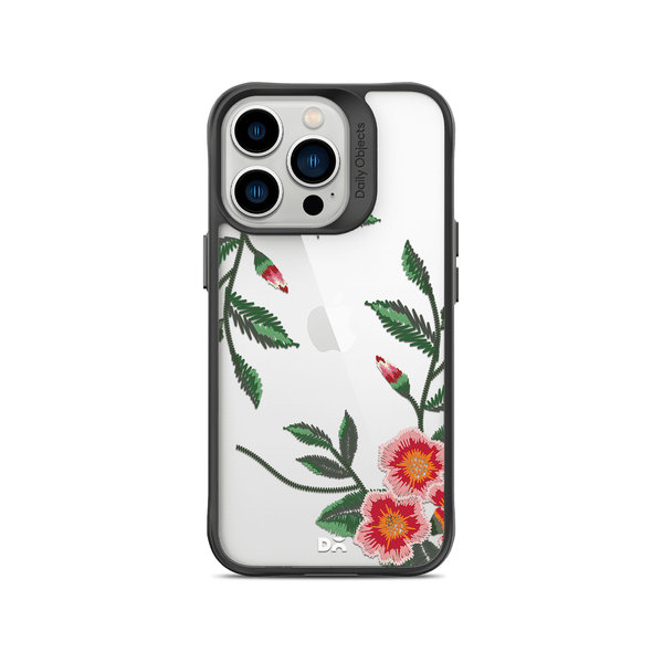

DailyObjects Flower Embroidery Black Hybrid Clear Case Cover For iPhone 13 Pro