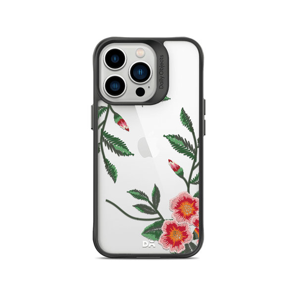 

DailyObjects Flower Embroidery Black Hybrid Clear Case Cover For iPhone 14 Pro Max