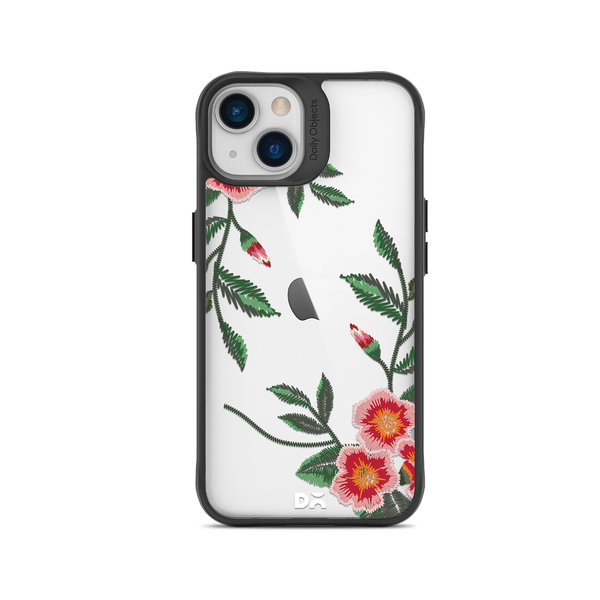 

DailyObjects Flower Embroidery Black Hybrid Clear Case Cover For iPhone 15