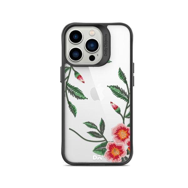 

DailyObjects Flower Embroidery Black Hybrid Clear Case Cover For iPhone 15 Pro Max