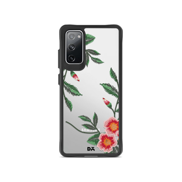 

DailyObjects Flower Embroidery Black Hybrid Clear Case Cover For Samsung Galaxy S20 FE