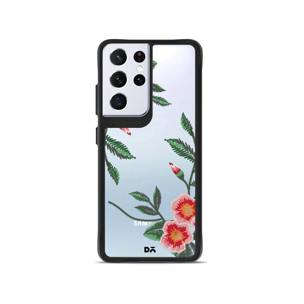 

DailyObjects Flower Embroidery Black Hybrid Clear Case Cover For Samsung Galaxy S21 Ultra