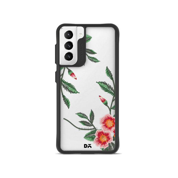 

DailyObjects Flower Embroidery Black Hybrid Clear Case Cover For Samsung Galaxy S22