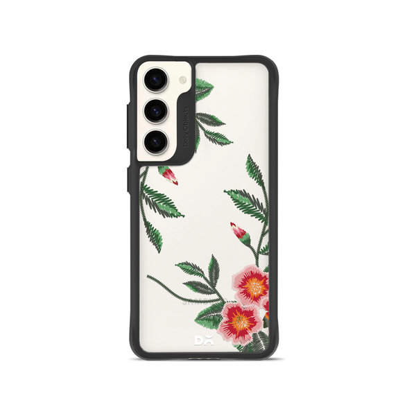 

DailyObjects Flower Embroidery Black Hybrid Clear Case Cover For Samsung Galaxy S23