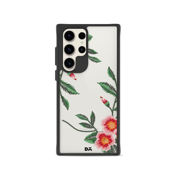 

DailyObjects Flower Embroidery Black Hybrid Clear Case Cover For Samsung Galaxy S23 Ultra