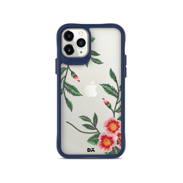 

DailyObjects Flower Embroidery Blue Hybrid Clear Case Cover For iPhone 11 Pro Max