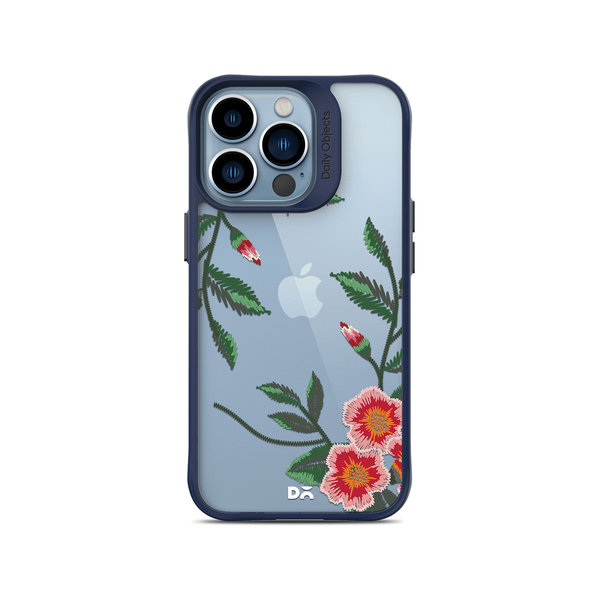 

DailyObjects Flower Embroidery Blue Hybrid Clear Case Cover For iPhone 13 Pro Max