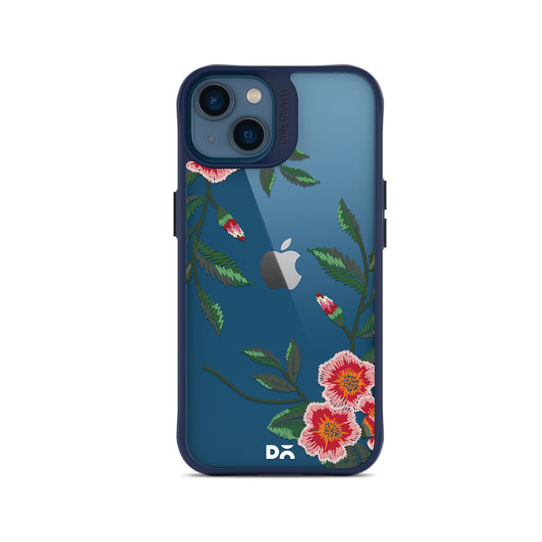 

DailyObjects Flower Embroidery Blue Hybrid Clear Case Cover For iPhone 14 Plus