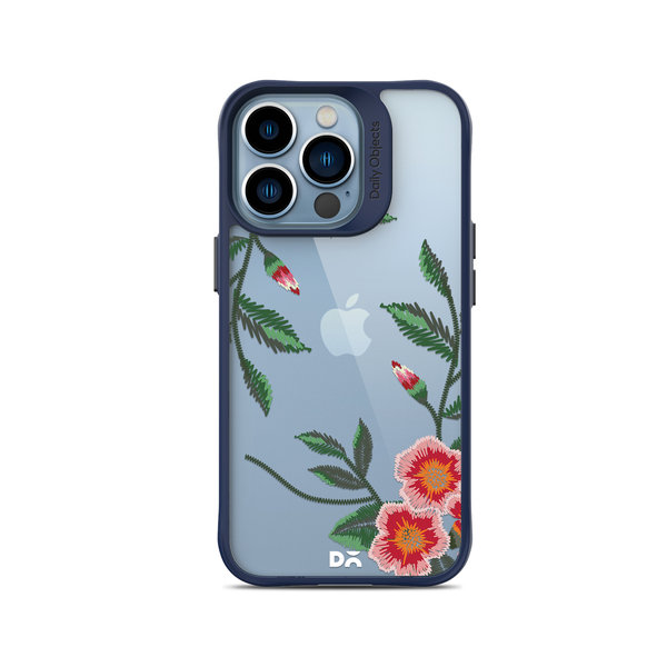 

DailyObjects Flower Embroidery Blue Hybrid Clear Case Cover For iPhone 14 Pro