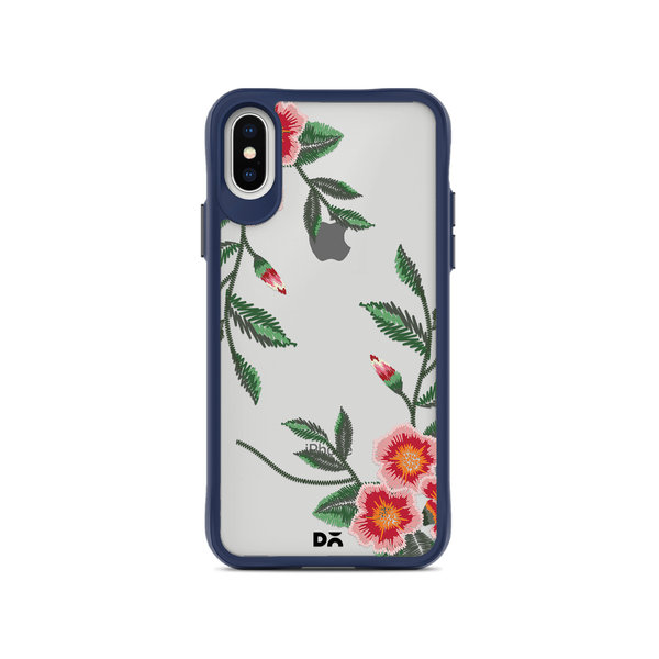 

DailyObjects Flower Embroidery Blue Hybrid Clear Case Cover For iPhone XS