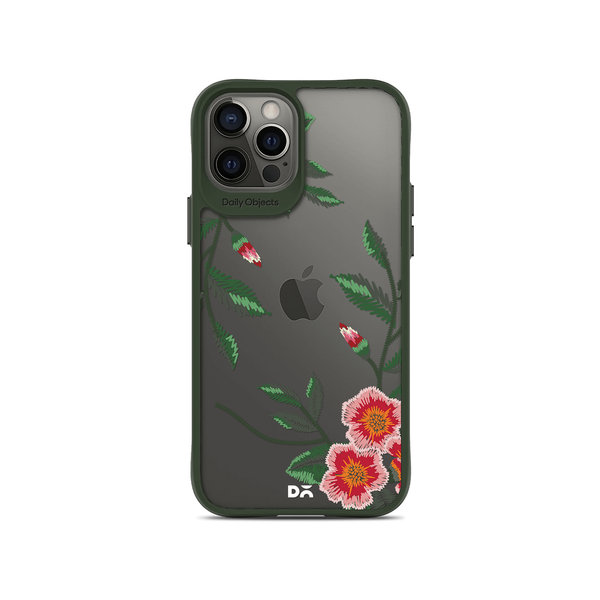 

DailyObjects Flower Embroidery Green Hybrid Clear Case Cover For iPhone 12 Pro Max