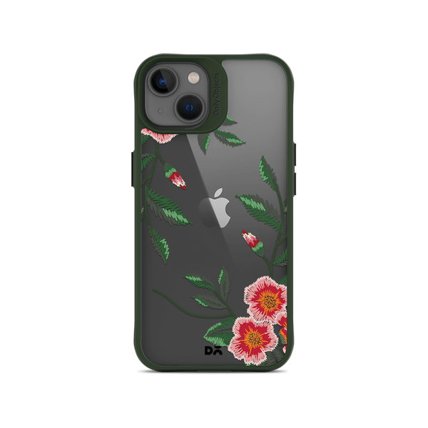 

DailyObjects Flower Embroidery Green Hybrid Clear Case Cover For iPhone 13 Mini
