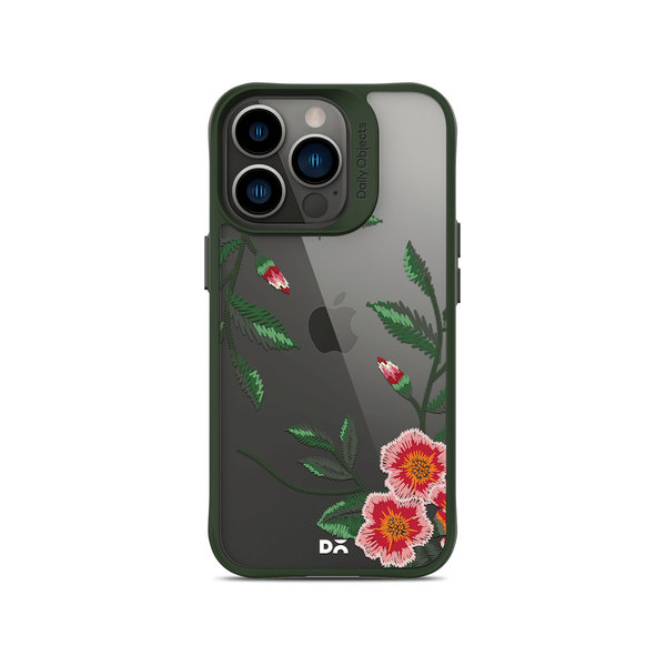 

DailyObjects Flower Embroidery Green Hybrid Clear Case Cover For iPhone 13 Pro Max