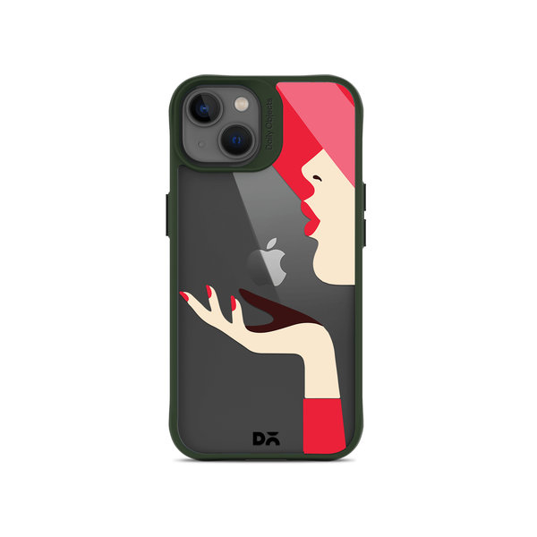 

DailyObjects Flying Kiss Green Hybrid Clear Case Cover For iPhone 13 Mini