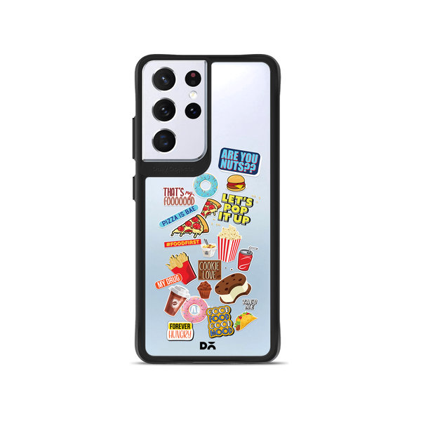 

DailyObjects Food Coma Black Hybrid Clear Case Cover For Samsung Galaxy S21 Ultra