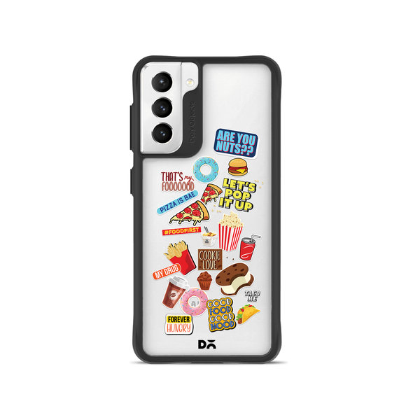DailyObjects Food Coma Black Hybrid Clear Case Cover For Samsung Galaxy S22