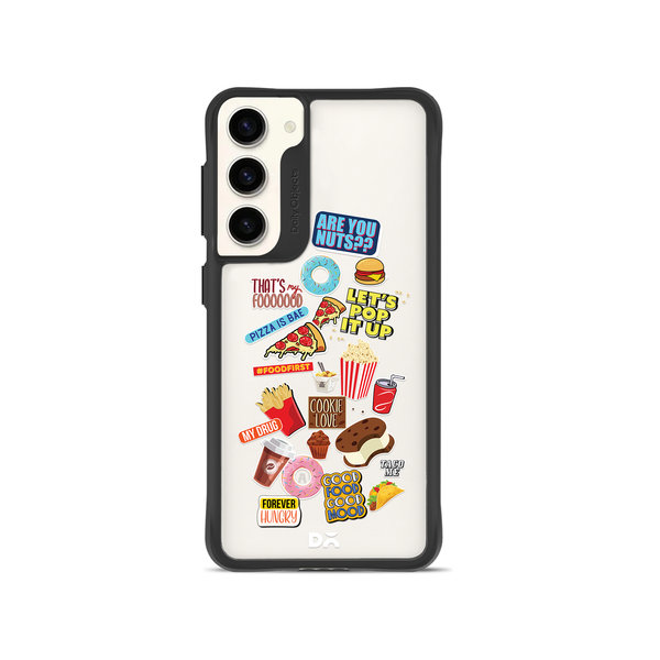 DailyObjects Food Coma Black Hybrid Clear Case Cover For Samsung Galaxy S23